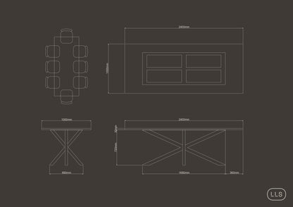 Rectangle Concrete Table with Spider Base