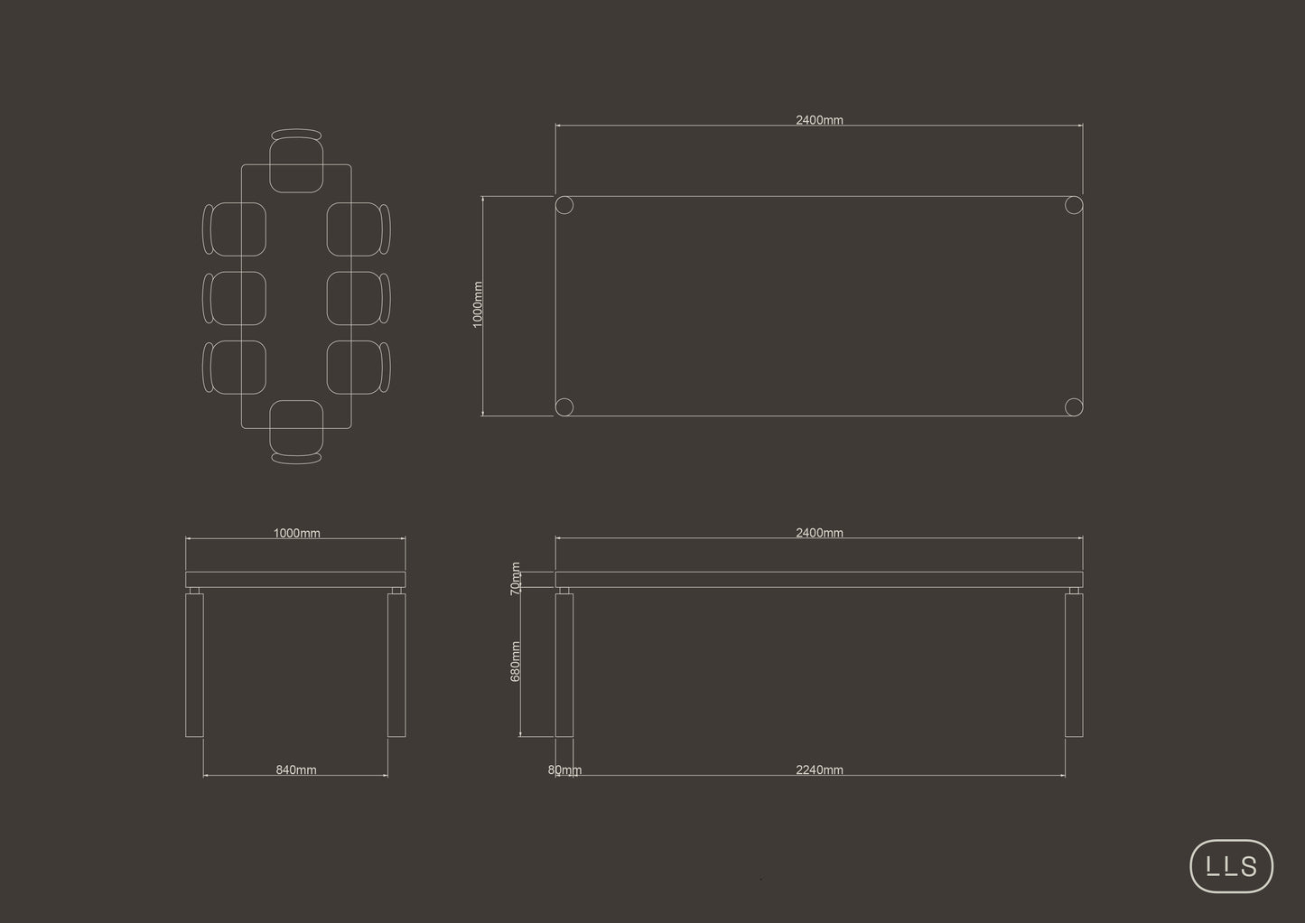 Rectangle Floating Concrete Table
