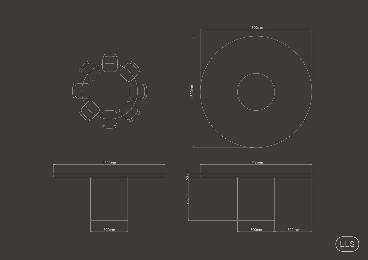 Circular Concrete Table with Central Pedestal