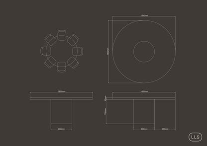 Circular Concrete Table with Central Pedestal