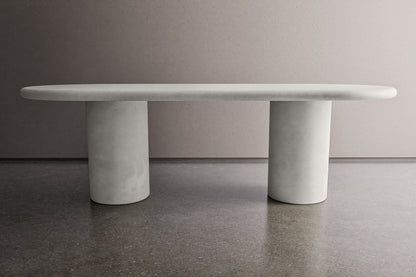 Concrete Oval Table with Cylinder Pedestals