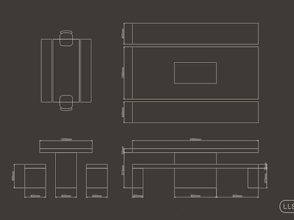 Plinth Set - Rectangular Concrete Table and Benches