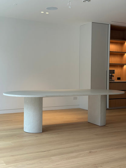 Concrete Oval Table with Semi Circle Pedestals