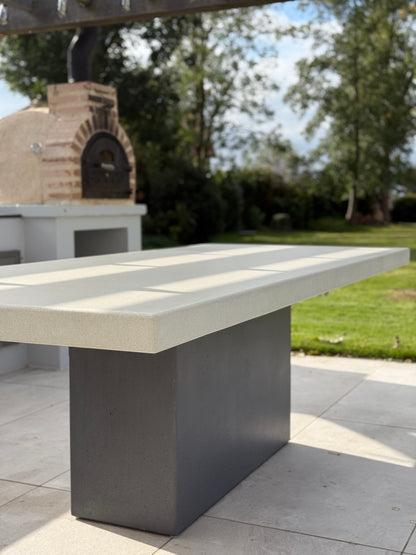 Rectangular Concrete Table with Central Pedestal