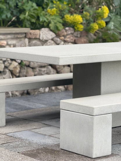 Rectangular Concrete Table with Central Pedestal