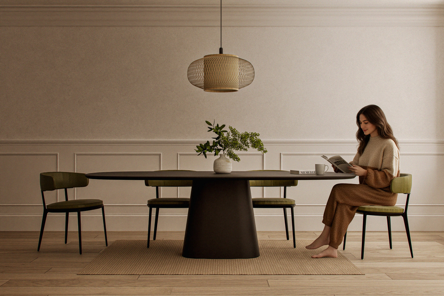 Smooth Curved Oval Concrete Table