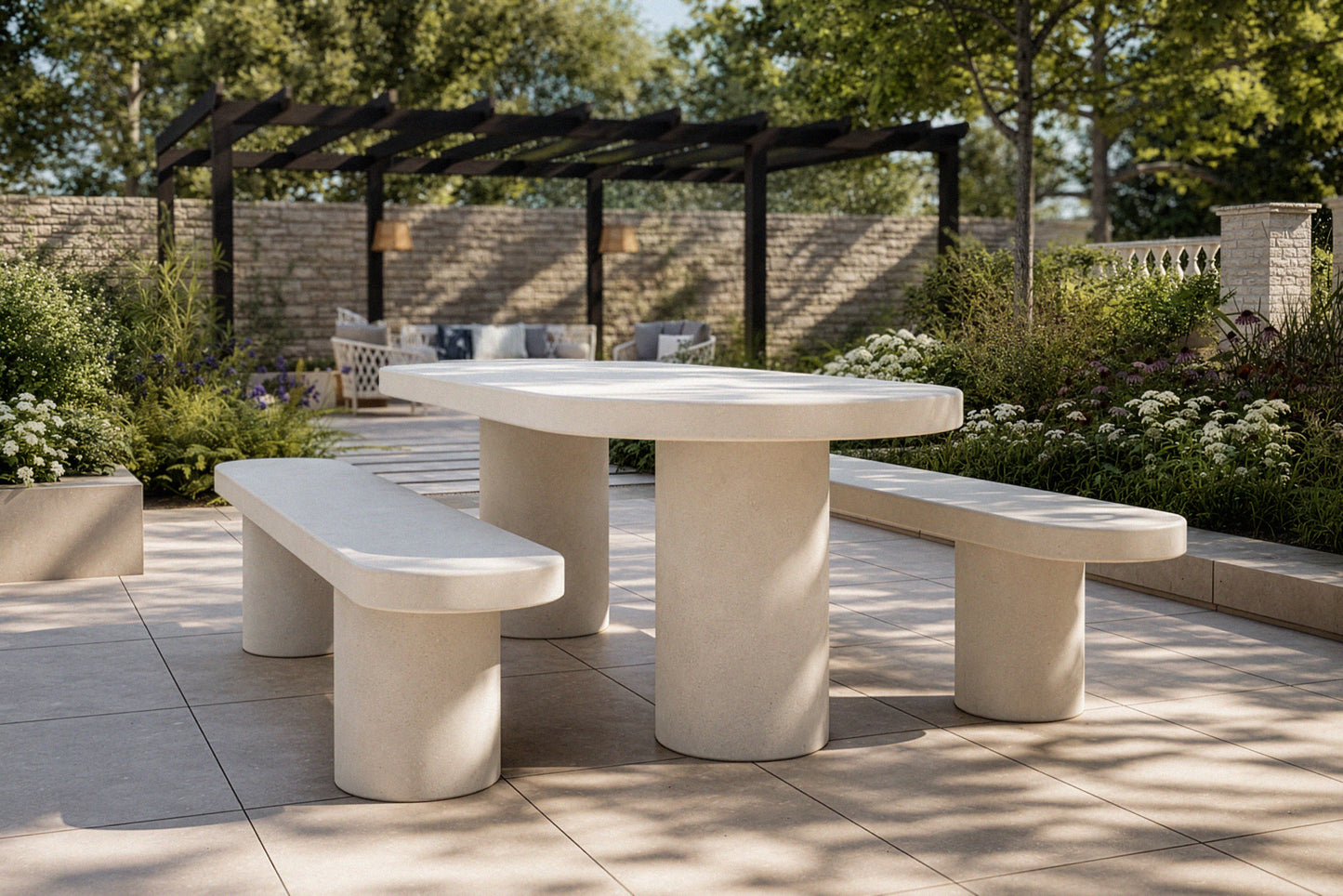 Portico Set - Oval Concrete Table Set