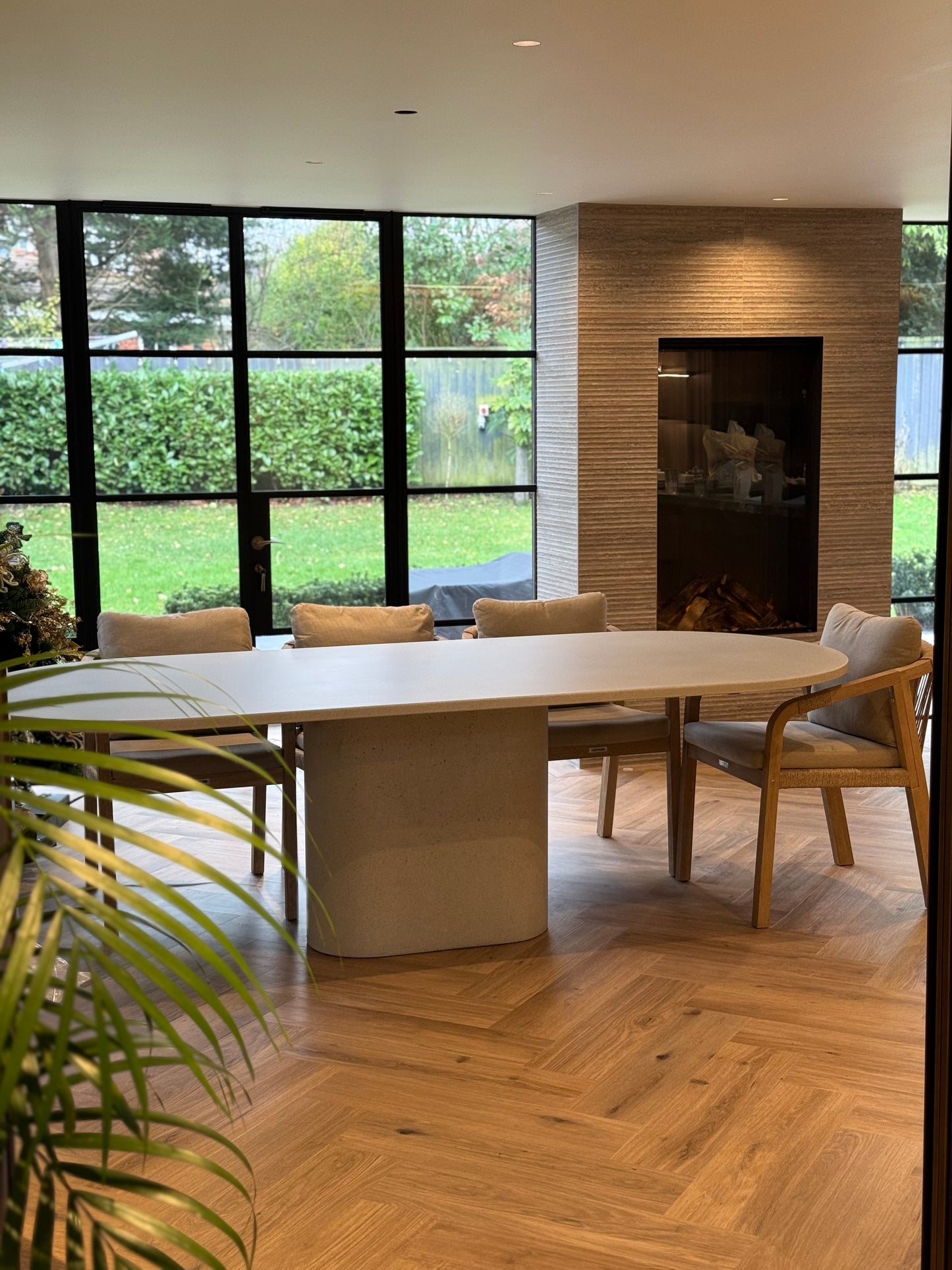 Concrete Oval Table Central Pedestal