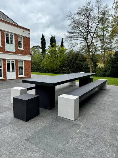 Rectangle Concrete Table with Bench and Blocks
