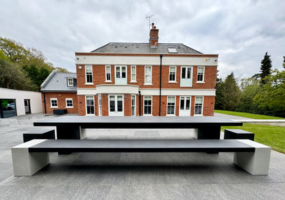 Rectangle Concrete Table with Bench and Blocks