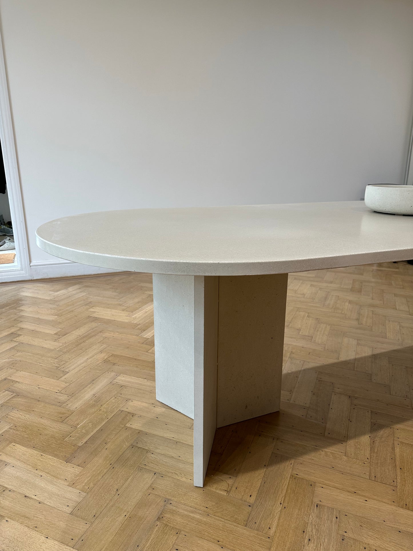 Concrete Oval Table with 'Y' Base