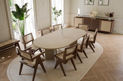 Concrete Oval Table with 'V' Base
