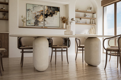 Concrete Oval Pebble Dining Table