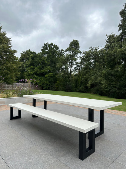 Rectangle Concrete Table with Metal Box Legs