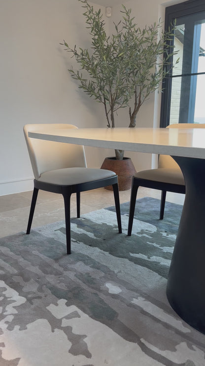 Concrete Smooth Oval Table with Complex Base